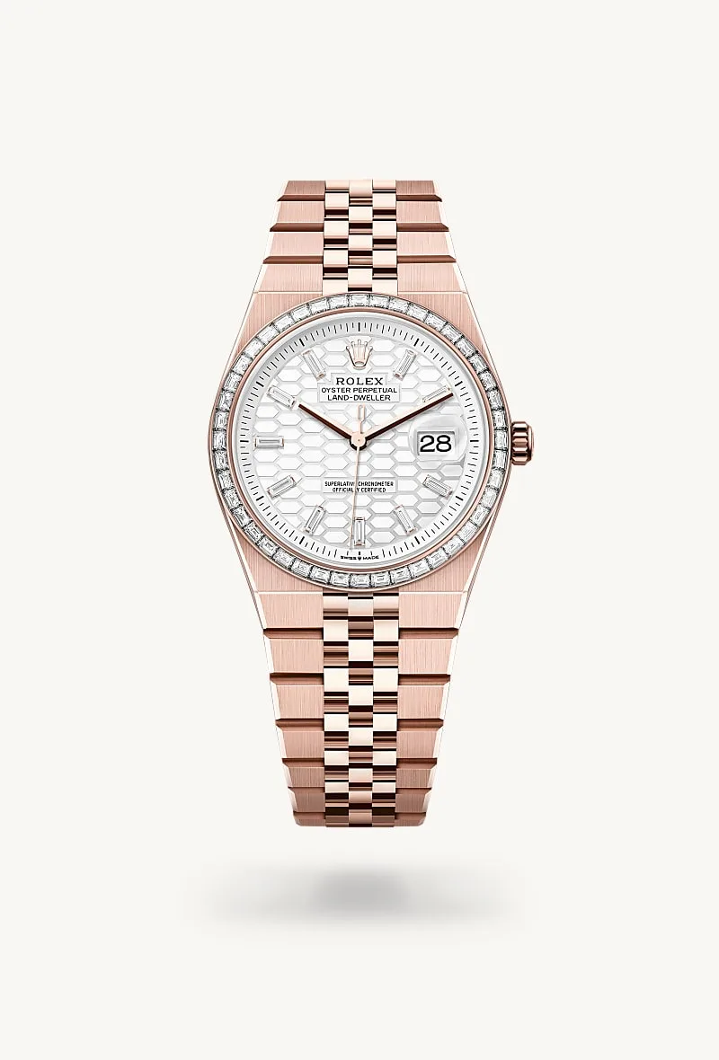 rolex Land-Dweller in oro Everose 18 ct e diamanti, M127285TBR-0002 - Manì Boutique