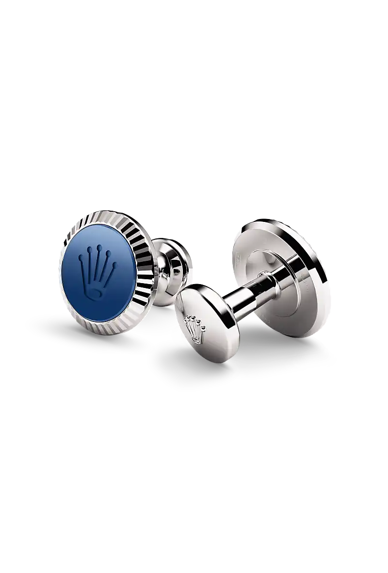 Gemelli “Zigrinatura” Rolex in oro bianco e ceramica, A1039 da Manì Boutique